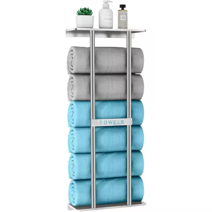Soporte de Almacenamiento Vertical para Toallas de Baño 14x32x76cm Metal - 1