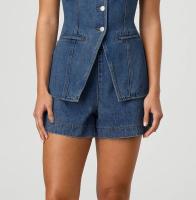 2025 nueva moda y ocio conjunto de ropa de mujer de cintura alta sin mangas, pantalones cortos de mezclilla para mujer - details 3