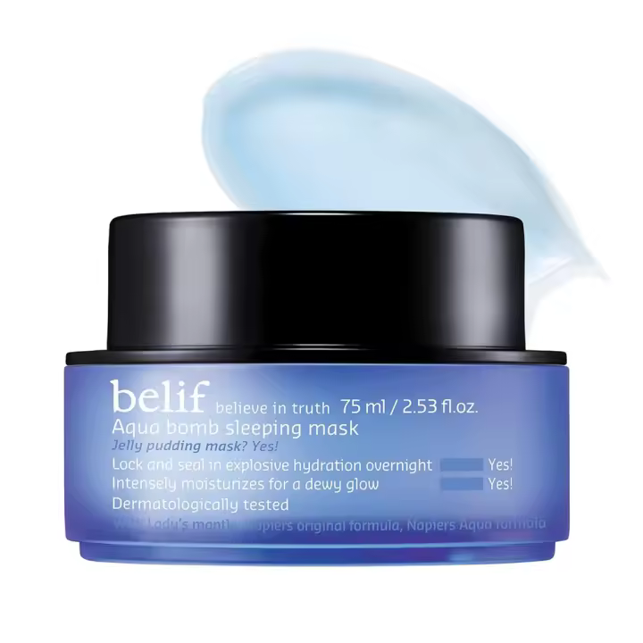 belif Vitamin E Jelly Overnight – Crema hidratante facial hidratante con aceite de jojoba de algas rojas, reparación profunda de la piel de vidrio, coreano - 1