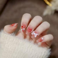 Kit de uñas de Gel de corazón con clase, Kit de manicura de dedos artificiales para bricolaje en casa, pegamento largo - details 2
