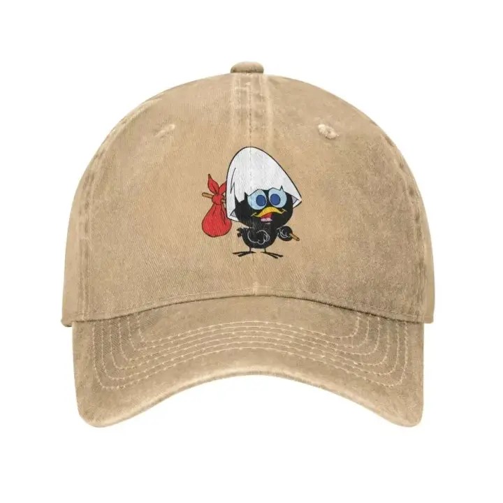 Gorra de béisbol de dibujos animados Calimero informal a la moda para hombres y mujeres, gorra de mezclilla desgastada con animales y pájaros para entrenamiento al aire libre, gorras de ajuste ajustable - 1