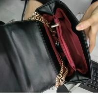Bolso Cruzado de Cadena de Diamante Encordonado Chic Monedero Elegante con Hardware Dorado, Negro, Estilo Retro, Correa Fija, Diseño Relajado - details 5