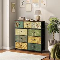 Cómoda con 9 cajones de tela, cómoda de dormitorio, mueble de almacenamiento, muebles de dormitorio, cómoda de 9 cajones, cómoda para cocina, oficina, pasillo, estilo rústico - details 5