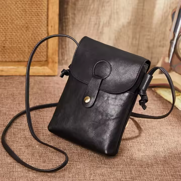 Bolsa de Teléfono Móvil de Cuero de Vaca Primera Capa Pequeña, Elegante, Nueva para Primavera y Verano - 1