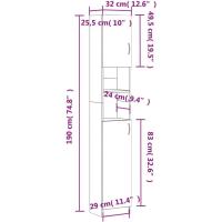 Armario de Baño de Madera Ingeniería Lavadora, Estante, Ducha, Inodoro 32x25,5x190 cm - details 2