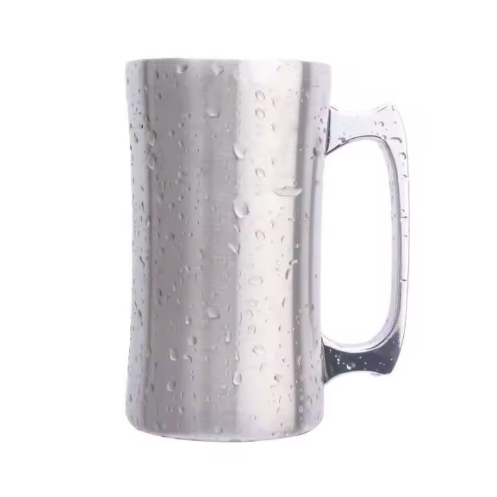 Taza de Acero Inoxidable Grande de 20oz Taza de Cerveza Aislada con Tapa - 1