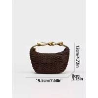 Asa de metal Mini bandolera con cremallera Bolso trenzado Correa de hombro ajustable trenzada de playa Mochila de lujo de alta gama - details 2