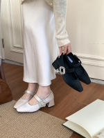 Temperamento francés diamantes de imitación tacón grueso tacones altos zapatos individuales nueva brisa de noche con falda zapatos Mary Jane - details 8
