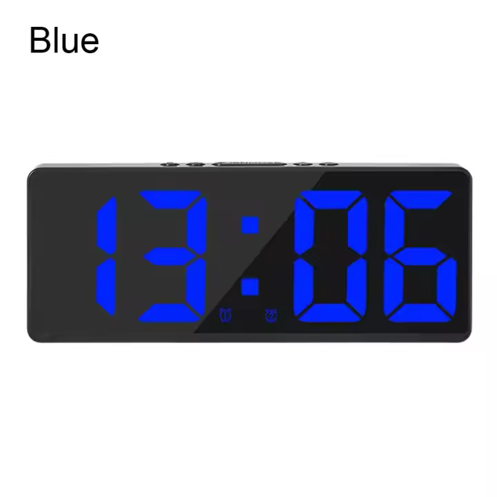 Reloj despertador digital con control por voz, repetición de temperatura, modo nocturno, reloj de mesa de escritorio, función antidisturbios de 12/24H, relojes LED - 1