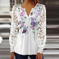 Nuevo Camisa estampada de manga larga informal holgada con temperamento para mujer, fin de semana - details 1