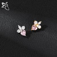ZS 1 pieza de acero inoxidable, ancla dérmica para hombres y mujeres, lazo con flor, piercing dérmico con cristal CZ, microperforación dérmica que se oculta en la piel. - details 15