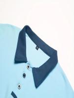 Verano de los hombres de moda transpirable color a juego de bolsillo de los hombres POLO camisa deportiva polo. - details 3