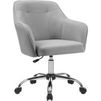 Silla de estudio, giratoria, altura ajustable, carga de 110 kg, marco de acero, tela de algodón-lino transpirable, para estudio, dormitorio, marrón OBG019K01 - details 8