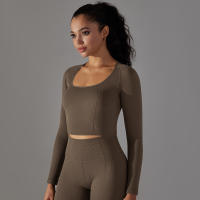 Nessaj-camisas de yoga sin costuras para mujer, top corto de manga larga, ropa deportiva para yoga, fitness, gimnasio, entrenamiento, correr - details 22