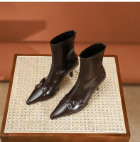Moda nueva hebilla de cinturón stiletto botas cortas de mujer - details 26