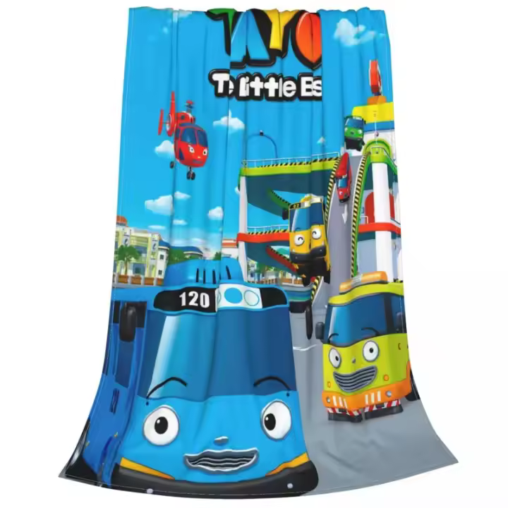 Manta de Peluche de Anime Tayo The Little Bus Cálida, Cómoda para Niños - 1