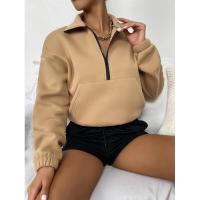 Suéter suelto grueso, sudaderas cálidas con cremallera, mujeres lisas, Top coreano a juego para - details 6
