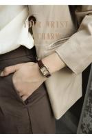 Reloj de pulsera cuadrado pequeño de cuero genuino de alta gama para mujer Dial reloj de cuarzo con temperamento ligero - details 5