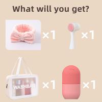 Set de regalo de cuidado de la piel de 6 piezas: rodillo de hielo, diadema de coral, bolsa de maquillaje y cepillo de limpieza facial - herramientas de belleza sin fragancia, lazo para el cabello, set de regalo - details 5