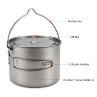 Lixada - maceta colgante portátil de titanio ultraligera, 900 ml/1600 ml, con asa plegable con tapa, utilizada para acampar al aire libre, hacer senderismo, - details 4