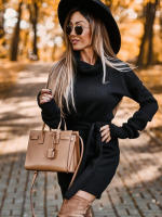 Vestido nuevo de otoño e invierno 2025 para mujer con cuello alto y cinturón de manga larga de moda femenina. - details 1