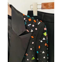 Traje de pantalón con cuentas de diamantes coloridos, talla grande, blazer de un solo botón, pantalón acampanado, conjunto de do - details 4