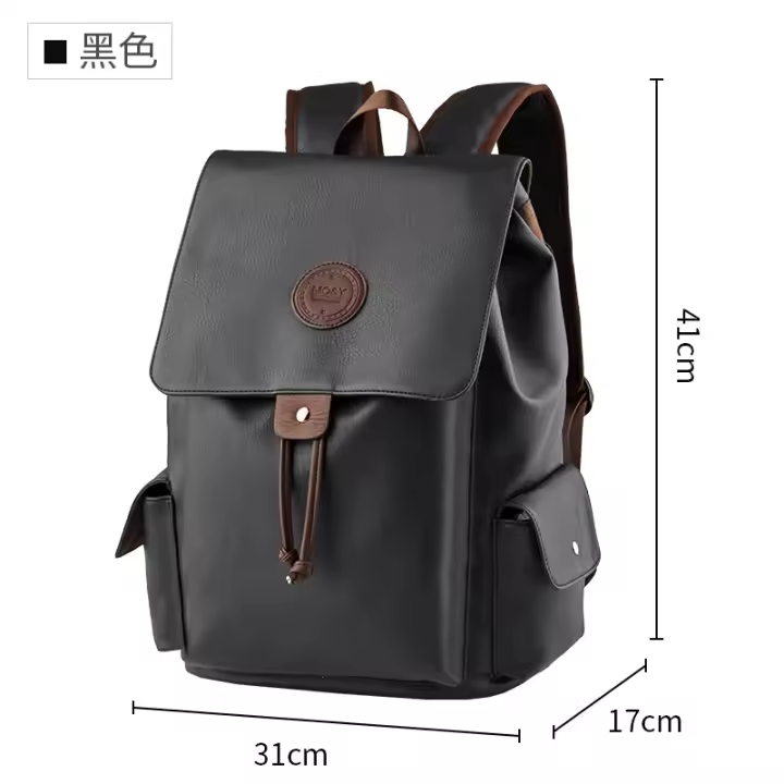 Mochila de cuero para hombre, mochila vintage para ordenador portátil de 15,6 pulgadas, mochila de viaje duradera impermeable, mochila de cuero universitaria - 1