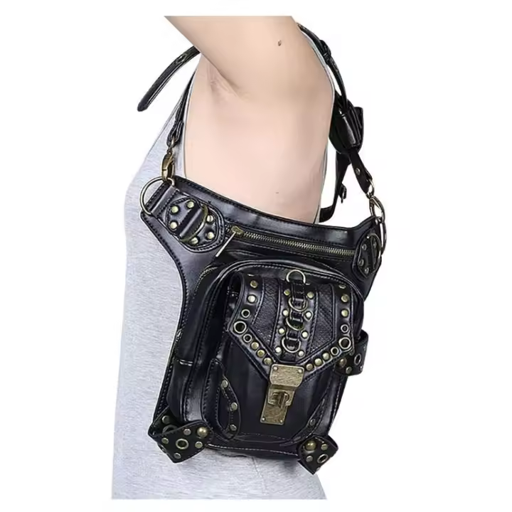 Bolso de cintura con hebilla para mujer, bandolera de PU de cuero artificial - 1