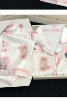 Decoración de satén para niñas Kawaii, hermosos estampados de gatos largos y cortos a la moda, novedad de verano, ropa de dormir exquisita para mujeres, seda - details 9