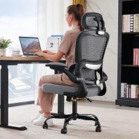 Silla de oficina de escritorio, de malla, con ruedas, ergonómica, altura regulable, giratoria, color gris - details 2