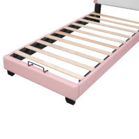 Marco de Cama para Niños 90*200cm con Base de Rebanado y Almohadilla Diseño de Corona Rosa - details 0