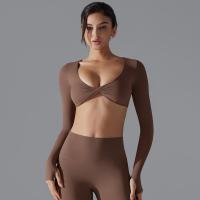 Nuevos deportes de manga larga Fiess para mujer, cuello en V profundo, ajustado, transpirable, estilo Ins, ropa de Yoga al aire libre, Tops cortos - details 6