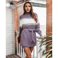 Cuello alto de ganchillo para mujer, minivestido de punto con encajes, suelto, tres vestidos de graduación en promoción, liquidación - details 5