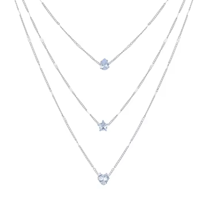 Collar de cadena multicapa con colgante de circonio para mujer, joyería brillante para fiesta, regalo de moda - 1