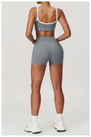 Conjunto de Yoga sin Mangas Estilo Gimnasio para Mujeres Conjunto Deportivo de Primavera/Verano con Levantamiento de Cintura y Cadera Bra+Shorts - details 7