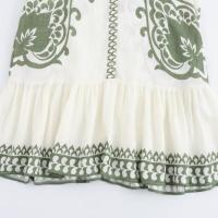 TRAFZA-minivestido plisado con cuello de pico para mujer, vestidos holgados de manga larga con cordones, estampado informal, Estilo Vintage, Verano - details 12