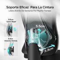Ergonomica Escritorio, Silla Oficina Soporte Lumbar, Silla de Ordenador reclinable de ángulo Grande, Respaldo de , Negra - details 10