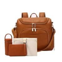 Mochila para pañales de cuero PU + cambiador + correas para cochecito + bolsa aislante + bolsa de cosméticos - details 0