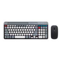 Teclado y ratón redondos inalámbricos con Bluetooth, adecuado para tabletas y portátiles, negro - details 0