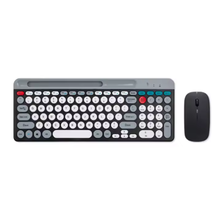 Teclado y ratón redondos inalámbricos con Bluetooth, adecuado para tabletas y portátiles, negro - 1