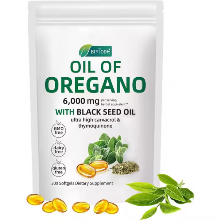 Mamemerri 2 en 1 de cápsulas blandas de aceite de semilla negra de orégano, 6000 mg por porción, 300 unidades, sin OGM, apoyo inmunológico y antioxidante, - 1