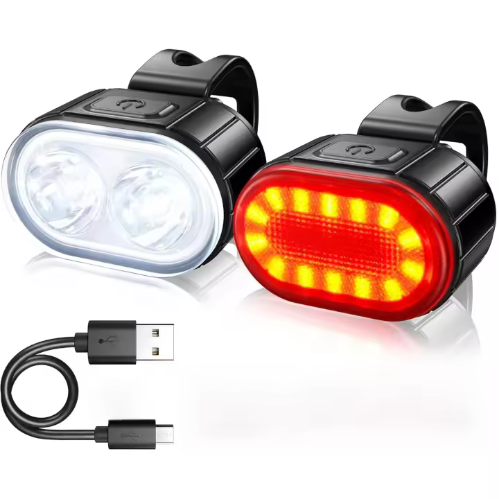 Luces traseras duales para bicicleta L impermeables IPX5 delanteras recargables por USB, adecuadas para bicicletas y todo tipo de condiciones climáticas. - 1
