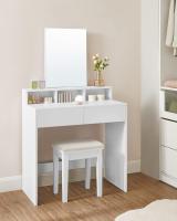 Tocador con Espejo Grande, tocador, 2 cajones, 3 Compartimentos Abiertos, tocador, Moderno, Blanco - details 30
