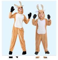 Disfraz de Cosplay de Reno para niños, traje de una pieza con sombrero, adecuado para actuaciones de escenario de Halloween y Navidad - details 3