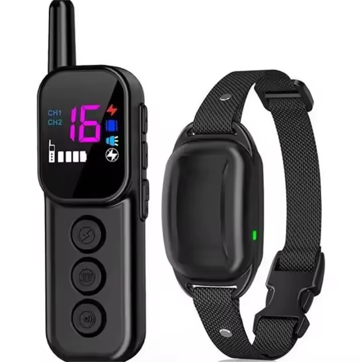 Collar de entrenamiento para perros con control remoto, dispositivo de parada de ladridos con descarga eléctrica de 1000 pies para perros pequeños de 5 a 110 libras y perros medianos, - 1