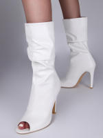 NOVEDAD DE VERANO 2025, botas geniales de barril alto para mujer, botas geniales grandes con cubierta de tacón alto y Boca de pescado - details 15