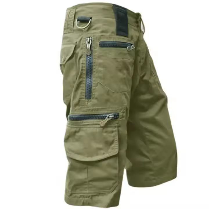 Pantalones cortos Cargo de uniforme militar para hombre, pantalones cortos tácticos para correr, pantalones cortos Cargo rectos informales de verano con múltiples bolsillos de Color sólido para hombre - 1