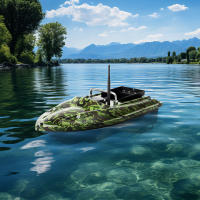 Barco de Cebo de Pesca Navegación GPS Control Remoto Inalámbrico 500m para Llagos Camuflaje - details 0