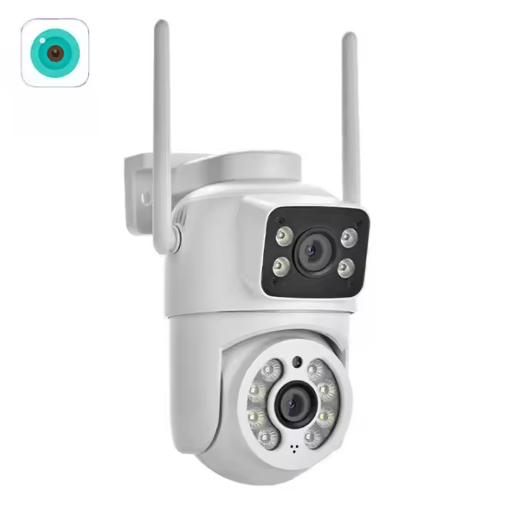 Cámara de Vigilancia IP 4MP Aprimorada para Exteriores Impermeable, Doble Lente, Pantalla Doble, Rastreo Automático, Wifi, PTZ, Audio Bíforo Ideal para Seguridad Exterior - 1