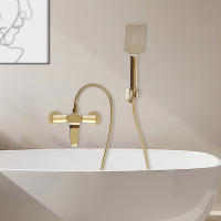 Grifo de ducha de mano para bañera,ducha de pared,juego de ducha con soporte y manguera de ducha de 1,5 m(dorado) - details 0